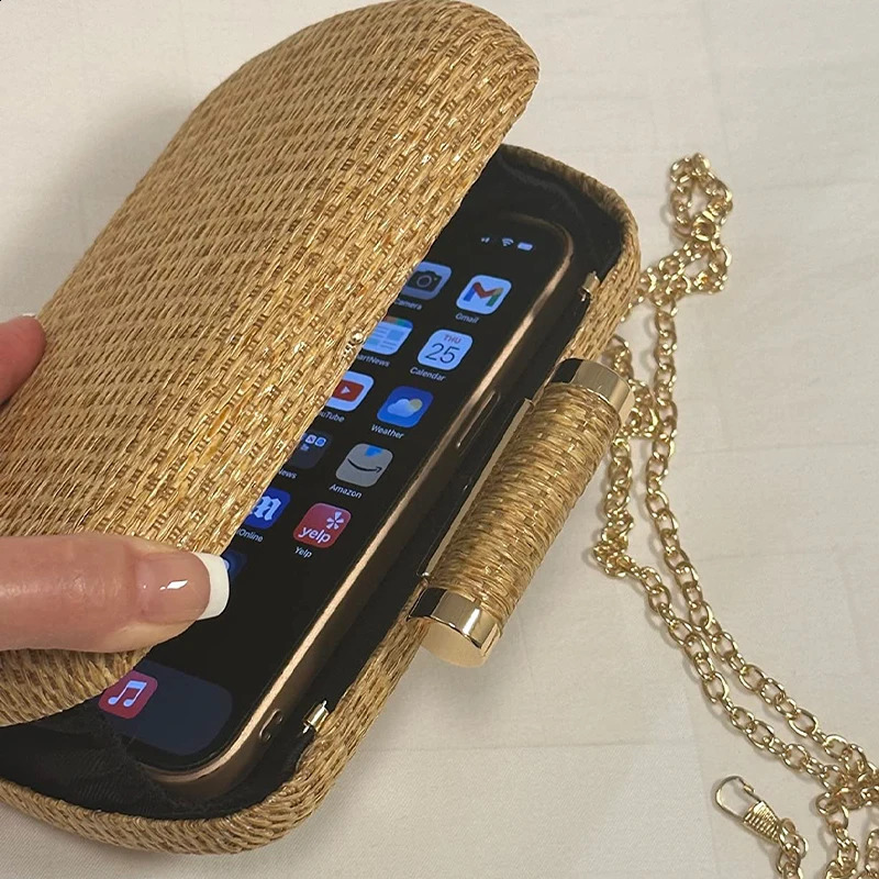 Womens wedding hand drawn evening grass bag party summer beach willow shoulder messenger 240910