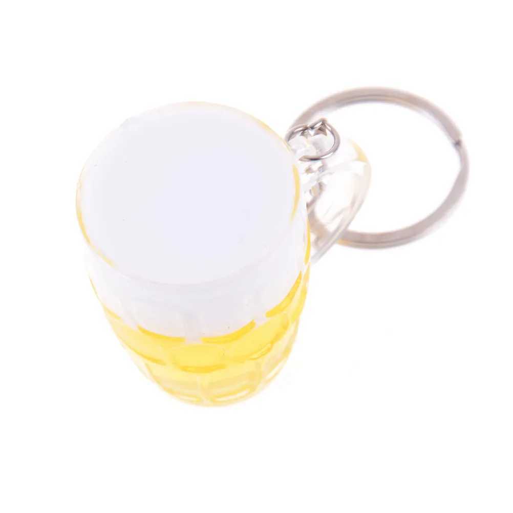 New Acrylic Beer Mug Keychain Simulation Mini Drink Glass Keyring Men Women Couple Key Holder Bag Pendant Jewelry Accessory GiftL240729