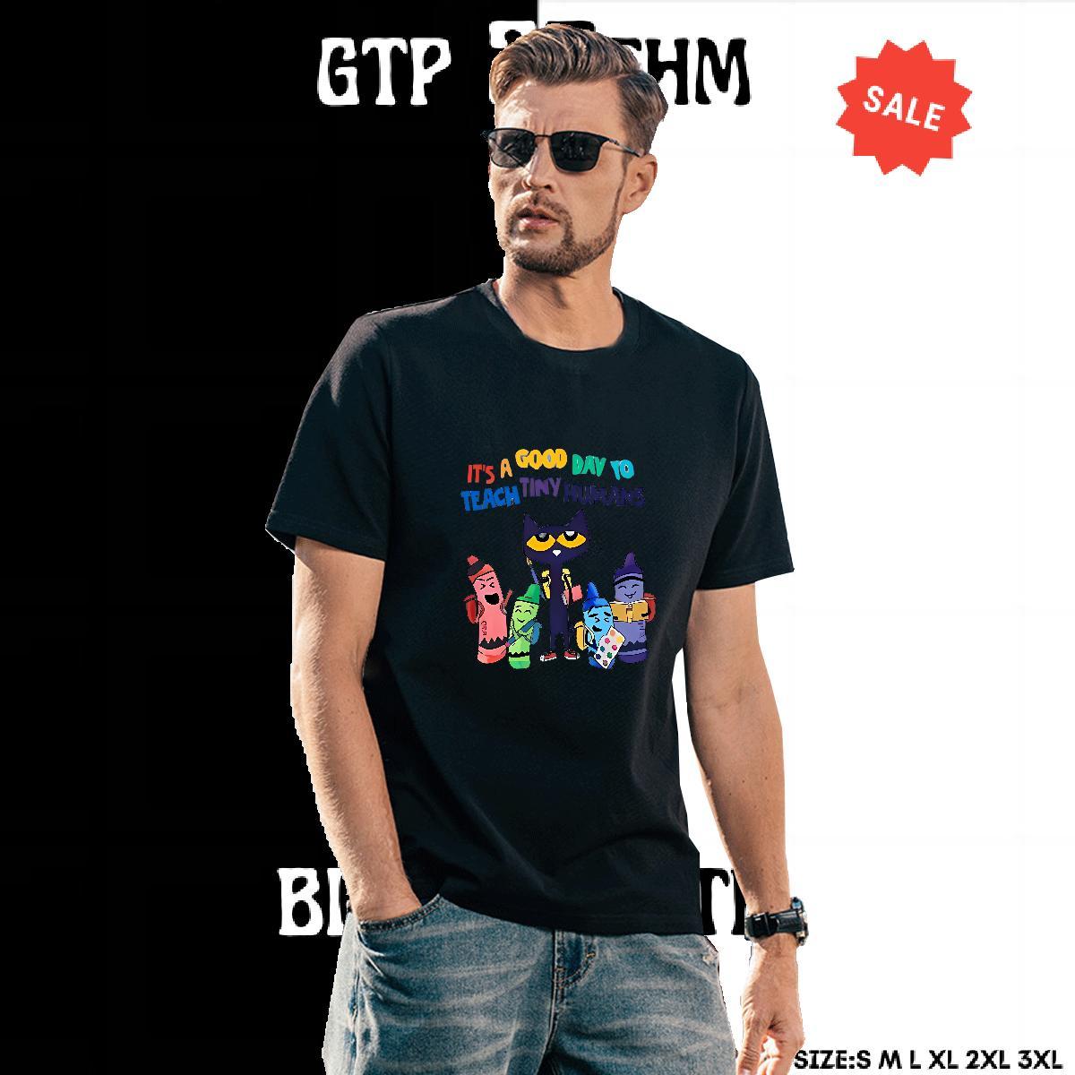 Cool Men Clothes T-Shirt 230g Pure Cotton Casual cat Plus Size Cartoon Breathable Short Sleeve Designer T-Shirts for Men Wear