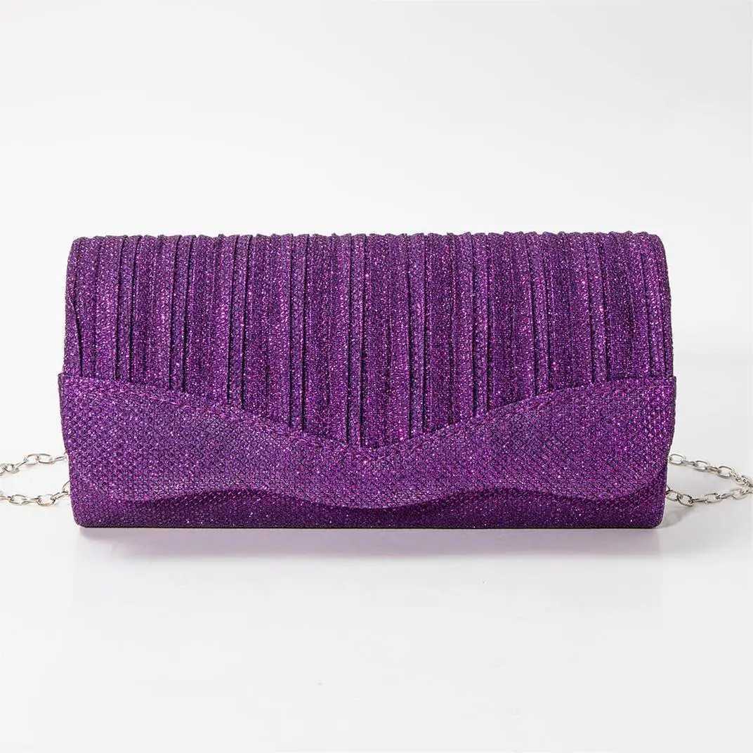 2024 New Pleated Ladies Clutch Luxurious shiny high fashion Party Ladies Tote Evening bagXJ240729