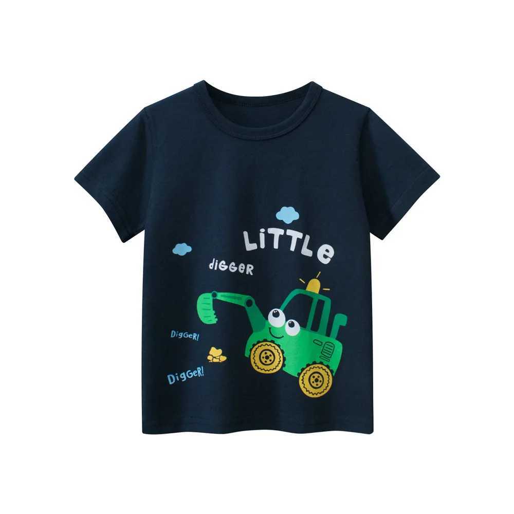 T-shirts 1-9T Toddler Kid Tshirt Baby Boy Summer Clothes Cotton Car Print Infant T Shirt Short Sleeve Basic Tee Top OutfitL24729