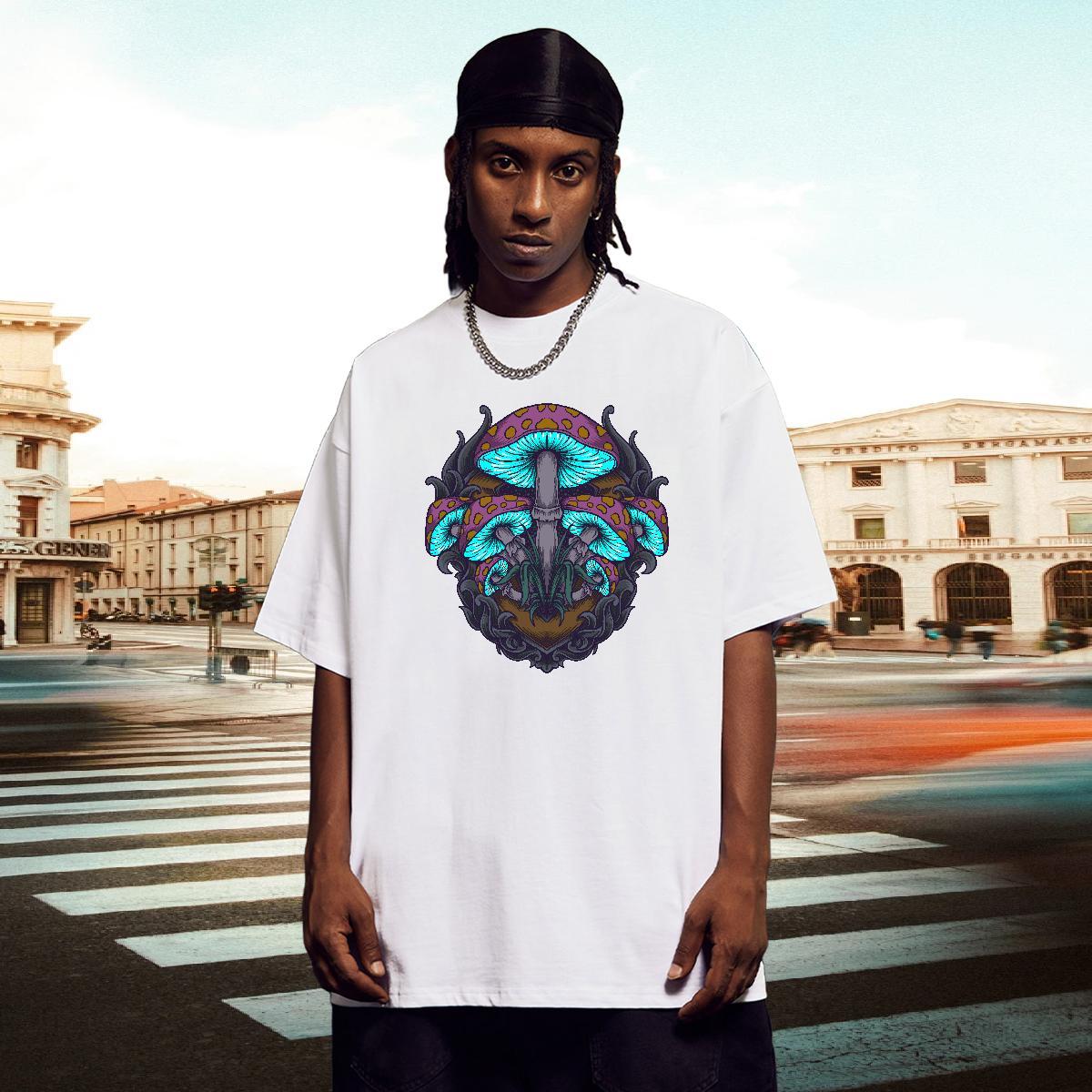 Designer Tshirts 230g Pure Cotton Casual Beach mushroom Oversized 3XL 4XL Breathable Crew Neck 2024 DIY Mens T Shirts Tees Shirts