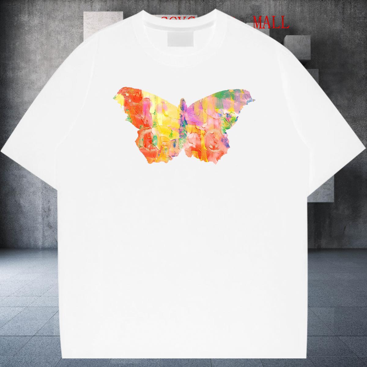 Classic Men Clothes T-Shirt 230g 100% Cotton Street wear Hip Hop Butterfly Graphic Short Sleeve O-Neck DIY T-Shirts Tops Shirt
