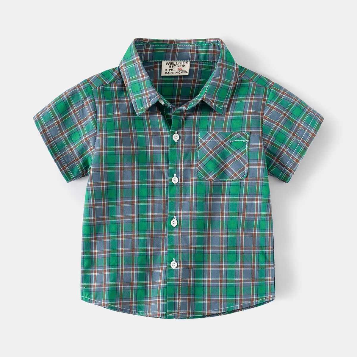 2-7Y boy plain shirt baby boy clothing short sleeved childrens school clothing childrens clothing casual summer clothingW240729