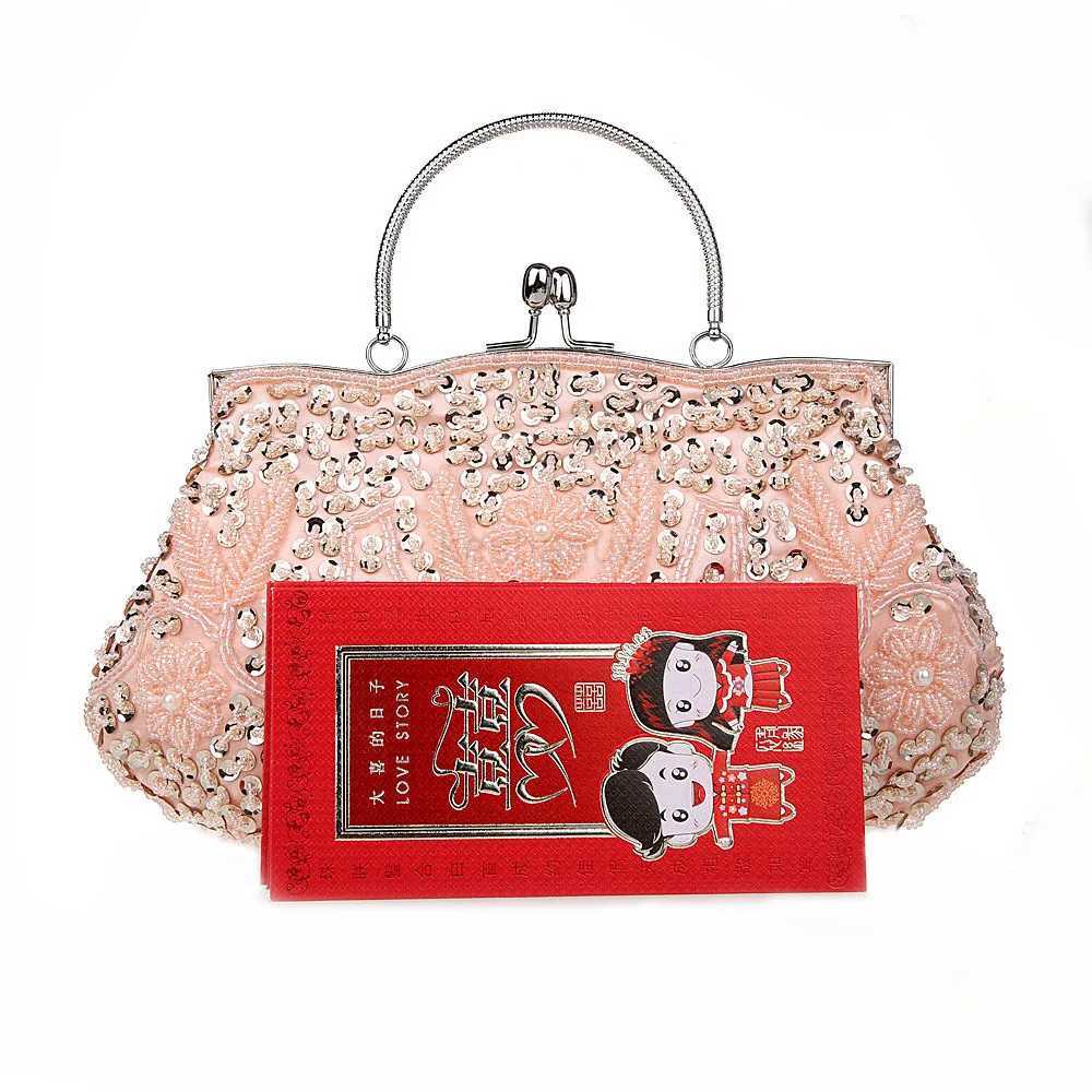 New Fashion Retro Women Evening Bags Beaded Ladies Clutch Purse Shoulder Chain Wedding Party Handbags Bags Purses and HandbagsXJ240729