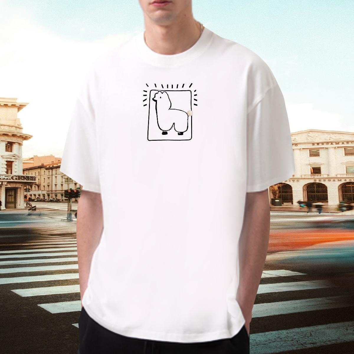 Loose Fit Tshirt for Man Woman 230g 100% Cotton Spring Summer sheep Floral Print Crew Neck DIY Customized Men T Shirts Tshirts
