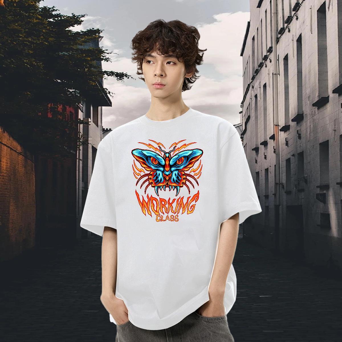 High Quality Mens Tshirts 230g Pure Cotton Beach Butterfly Custom Printing Round Neck Short Sleeve Wholesale T Shirts Men Clothings