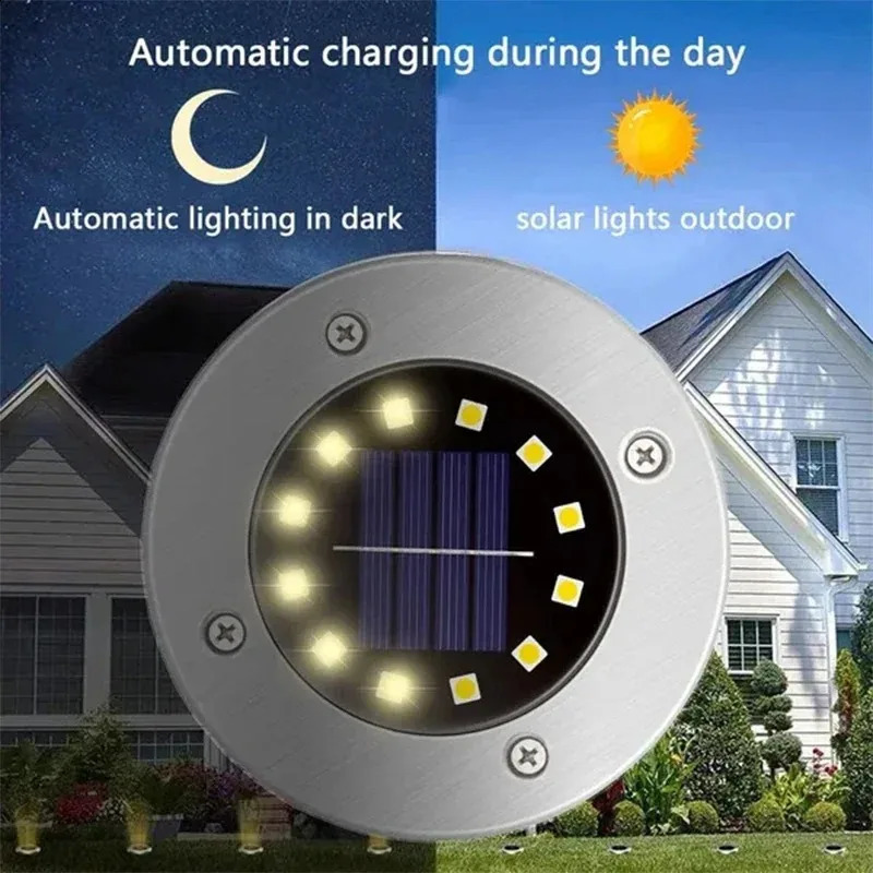820LED Solar Power Disk Light Outdoor Garden Underground Deck Spotlight Buried Led Lamp Decor 240729