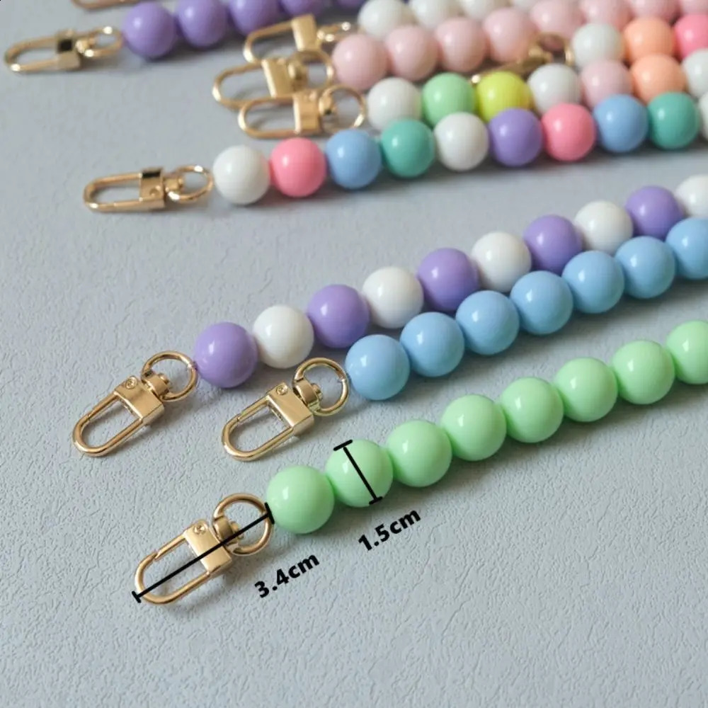 Colored Bead Handbag Chain Replaceable Bag Parts Accessories Handbag Strap Resin Phone Case Accessories Handcrafted Wristband 240729