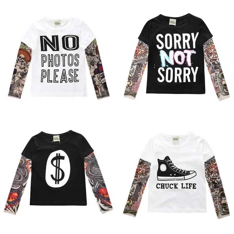 T-shirts Novelty Tattoo Kids Clothes Boys T-Shirts Cotton Long Sleeve Boys T Shirt Spring Autumn Children T-Shirts 2-7 YearsL24729