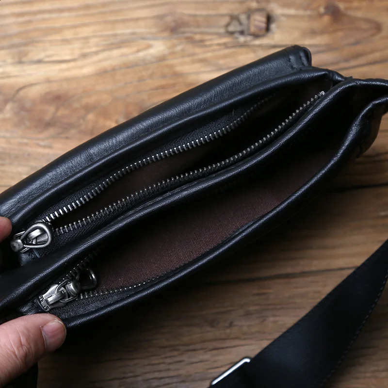 NZPJ Mens Genuine Leather Waist Bag First Layer Leather Casual Chest Bag Soft Leather One-shoulder Crossbody Bag Man Belt Pouch 240729
