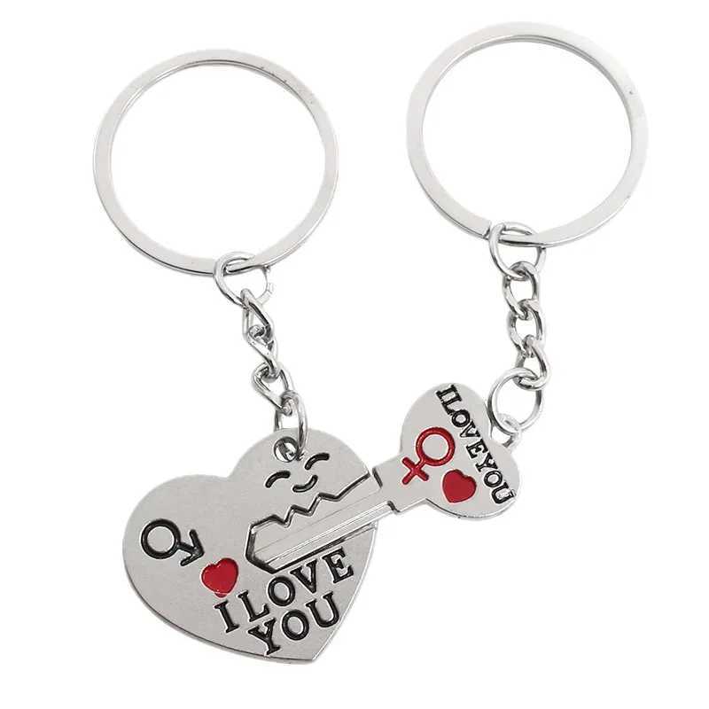 Hot Sale Zinc Alloy Silver Plated Lovers Gift Wedding Favors Couple My Heart Keychain Fashion Keyring Key Fob Creative Key ChainL240729
