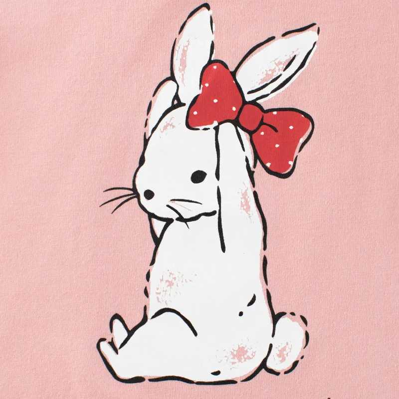 T-shirts 1-9T Rabbit Print Girls T Shirt Summer Infant Tee Top Toddler Kid Tshirt Baby Clothes Short Sleeve Childrens T Shirt Cute OutfitL24729