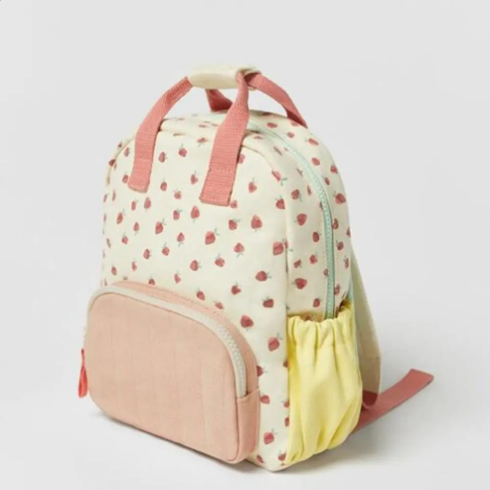 Personalized Embroidered Strawberry Kid Backpack Customized Childrens Name Schoolbag Gift Baby Stroller Bag Back To School Gift 240712