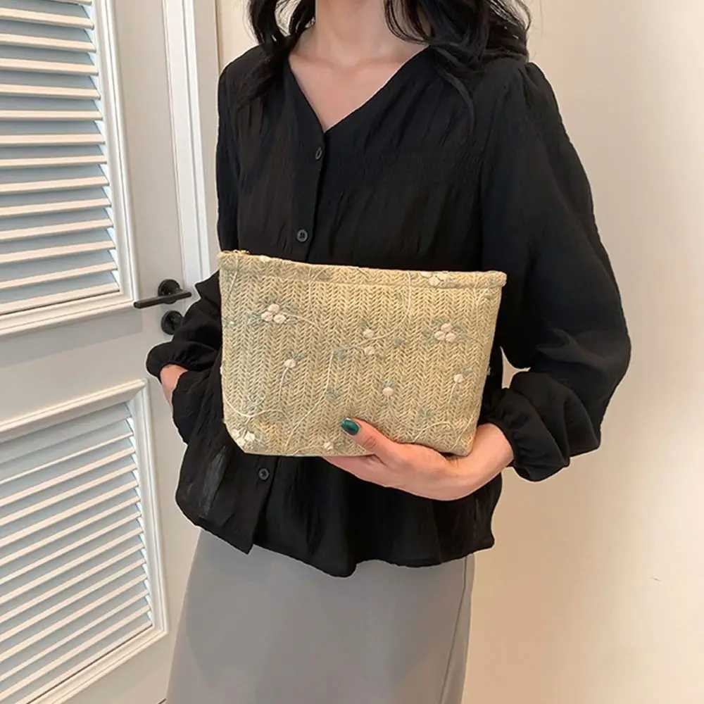 Rattan Handbag Fashion Handheld Minimalism Clutch Bag Business Straw Handmade Braid Bag SummerXJ240729