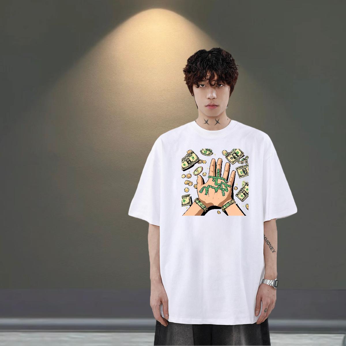 Cool Design Tshirt for Man Woman 230g Pure Cotton Sport money DIY Printed Breathable Short Sleeve New Designer T Shirts Men Clothings
