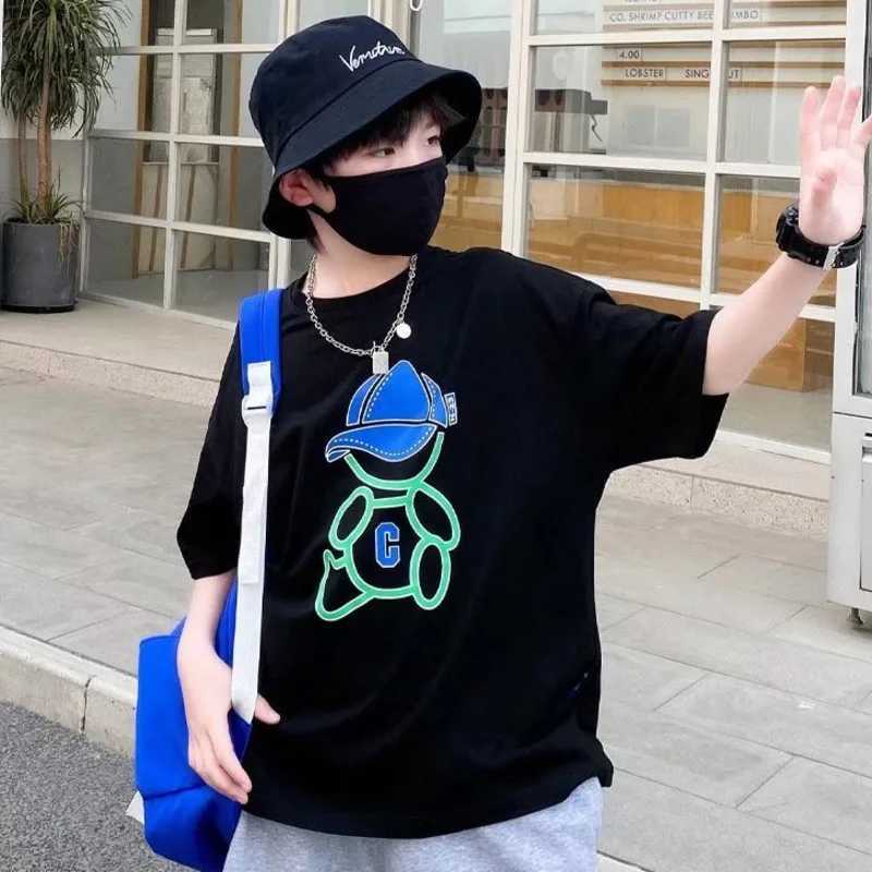 T-shirts Summer Cool Kids Boy Casual Tops Cartoon Print Trendy Childrens T-shirt Short Sleeve European And American Style Toddler TeesL24729