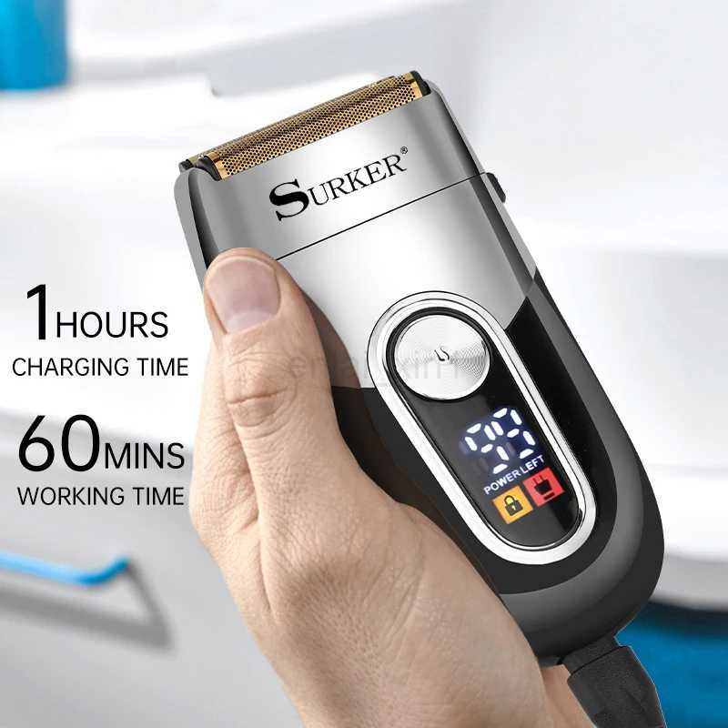 SURKER Bald Machine Whitener Trimmer Foil Hair Clippers USB Rechargeable LED Electric Shaver Razor Bald Head Shaving MachineY240729