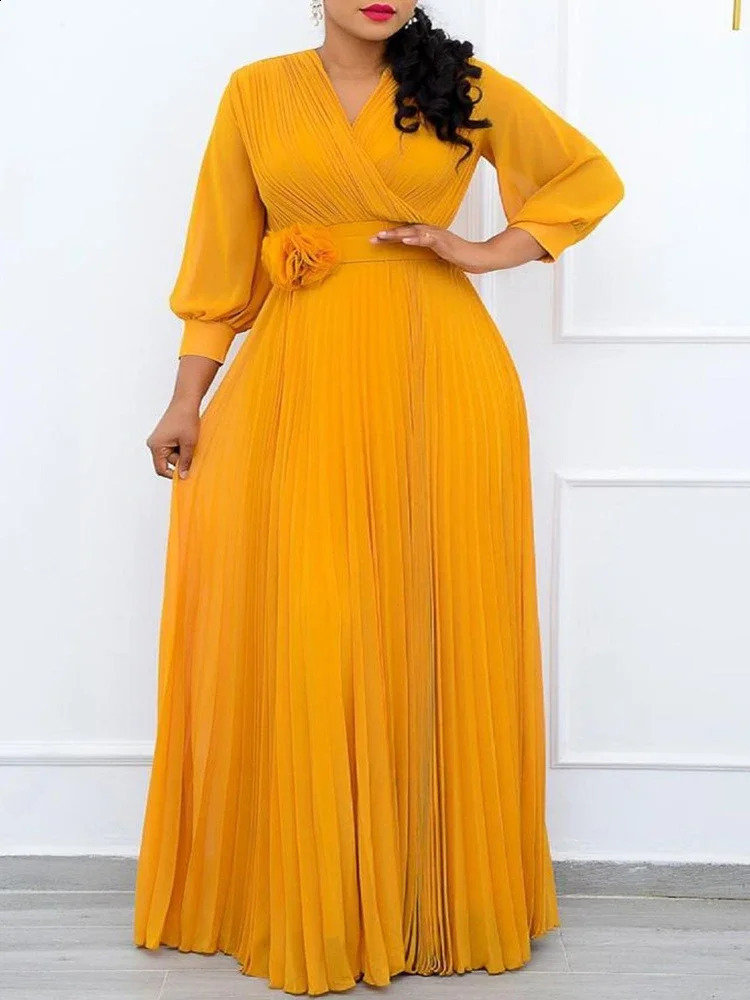 Robe Africaine Long Sleeve Dresses For Women Elegant Wedding Gown Muslim Chiffon Abaya Turkish Dubai Kaftan Dress Outfit 240722
