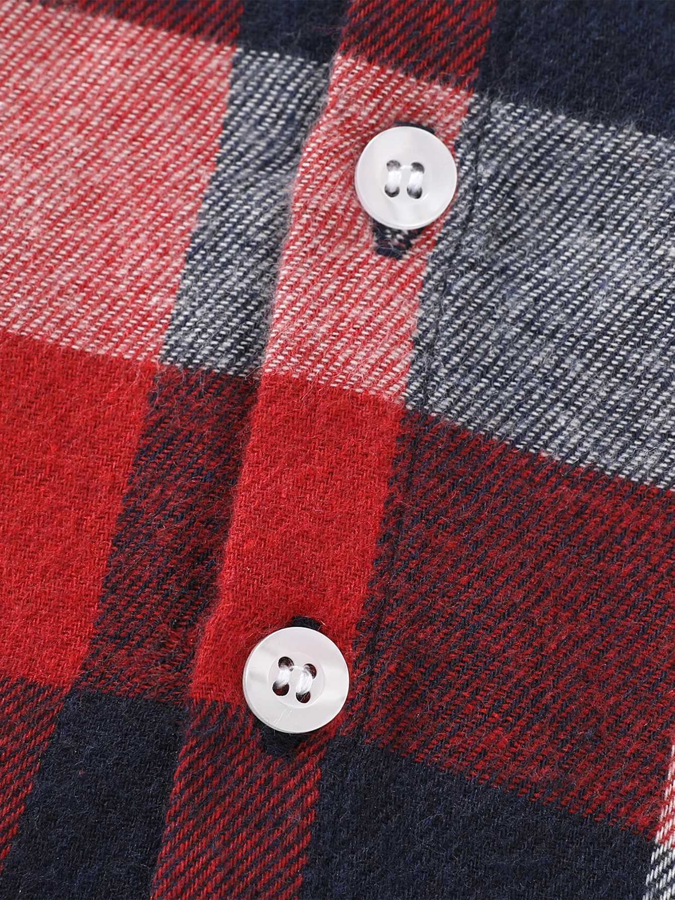 Baby boy and girl clothing 18M-9T long sleeved jacket collar button up shirt flannel red checkered jacketW240729