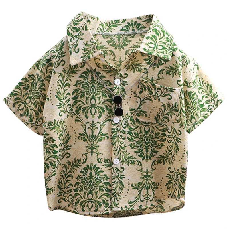 Summer childrens short sleeved beach boy flower shirt baby boy top 100-140cmW240729