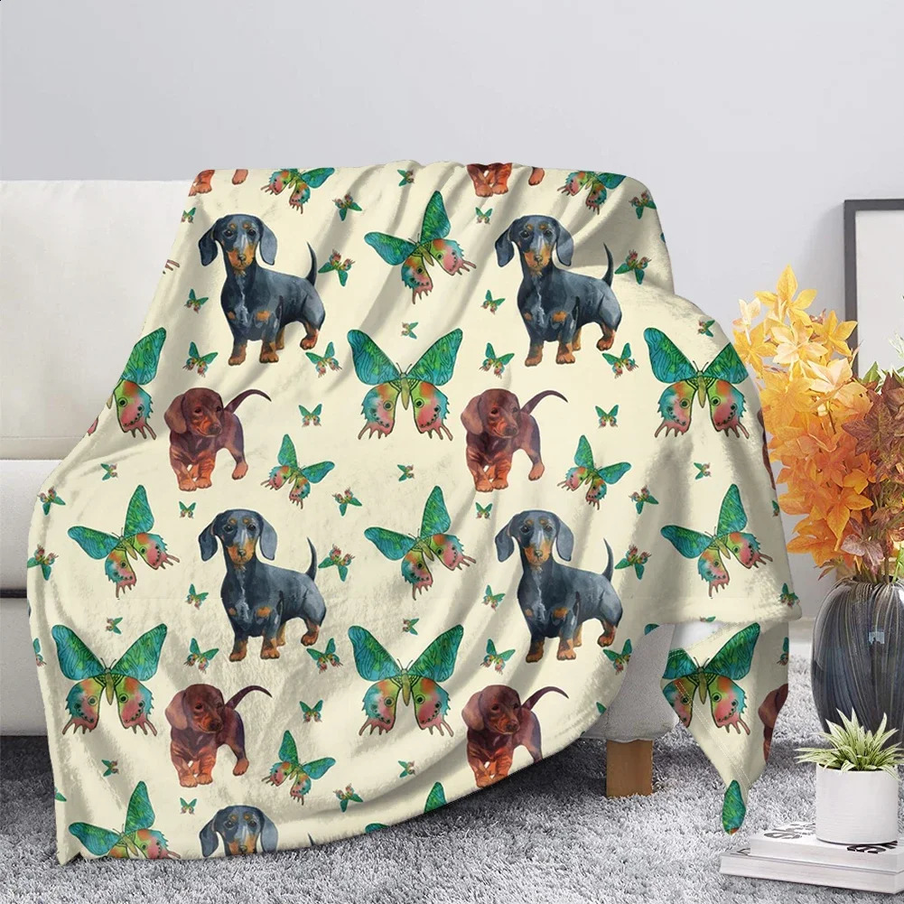 Dachshund Blanket Fluffy Soft Warm Sausage Dog Throw Blankets for Bed Sofa Lightweight Plush Sheet Bedspread Flannel Cozy Cover 240729