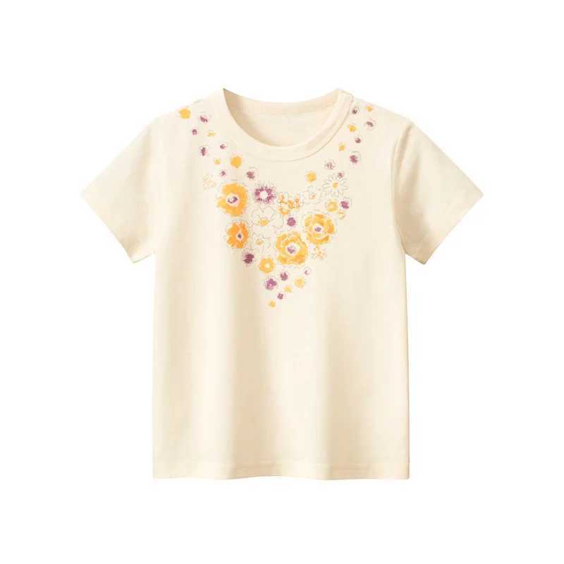 T-shirts 1-9T Infant Gilrs Flower T Shirt Toddler Kid Tshirt Cotton Summer Tee Top Clothes Short Sleeve Childrens Flower T Shirt OutfitL24729