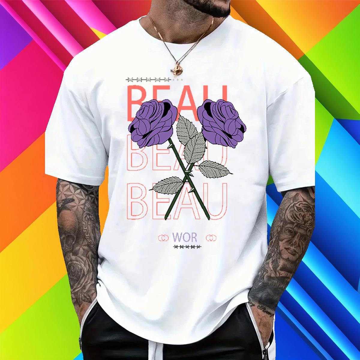 Free Shipping Couples T Shirts 100% Cotton 230g Daily Outfit ROSE DIY Logo Oversized Breathable Short Sleeve Classic T-Shirts Tees