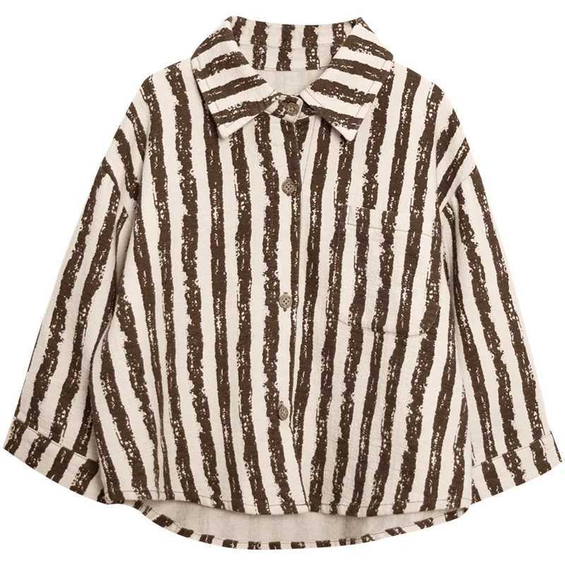 Childrens clothing boys autumn childrens spring and autumn vertical striped shirts long sleeved topsW240729