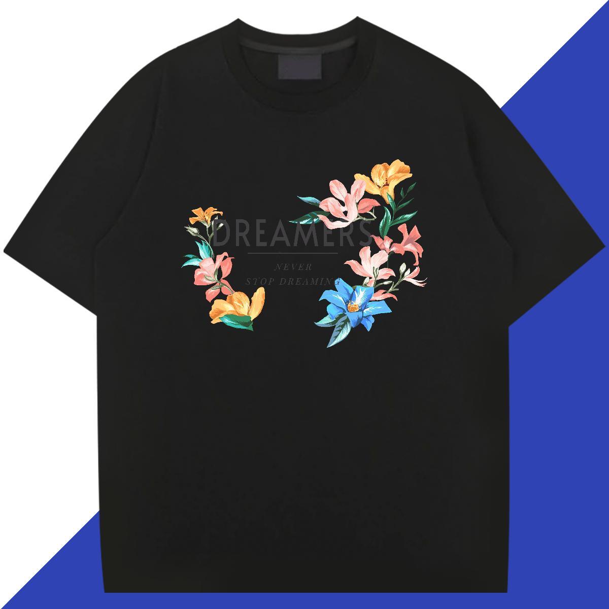 Wholesale Men Tshirts 100% Cotton 230g Daily Outfit flower DIY Printed Breathable Soft Brand Mens T Shirts Tops