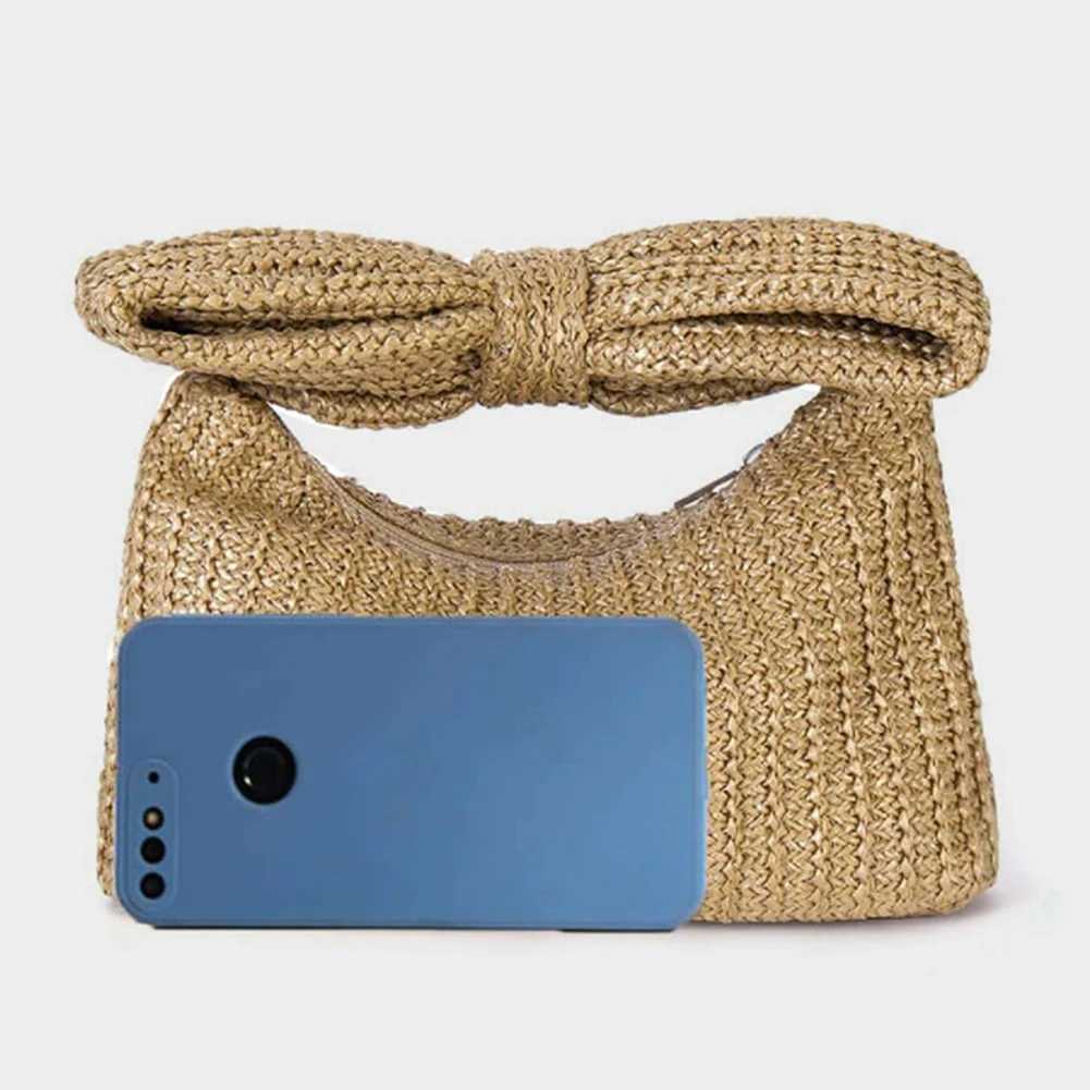 Summer Straw Woven Clutch Bag Women Bow Purse Vacation Beach Tote Party Wedding 2024 New Luxury Design Evenging Handbags PursesXJ240730