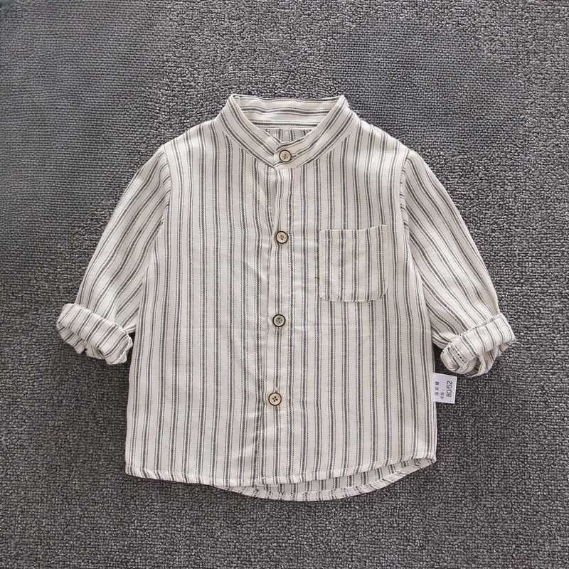 New Spring Childrens Clothing Boys Shirt Long Sleeve Striped Shirt Casual Cotton Shirt TopW240729