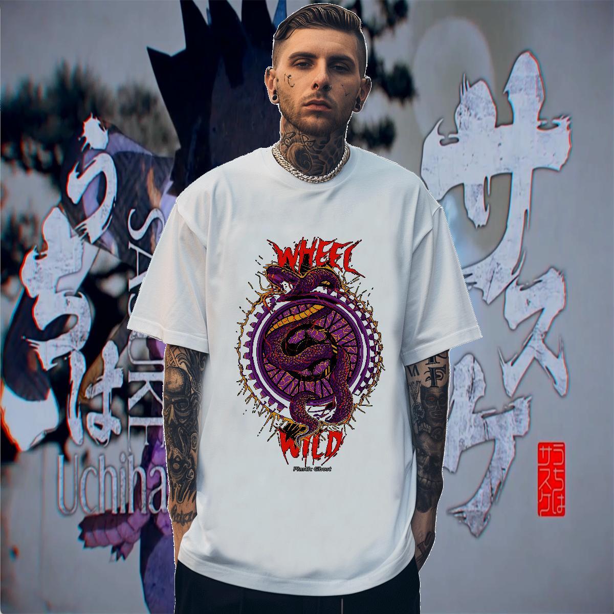 High Quality Men Tees 230g Cotton Hip Hop Street snake Customized Print Short Sleeve Soft New T-Shirts for Men Tees Shirts