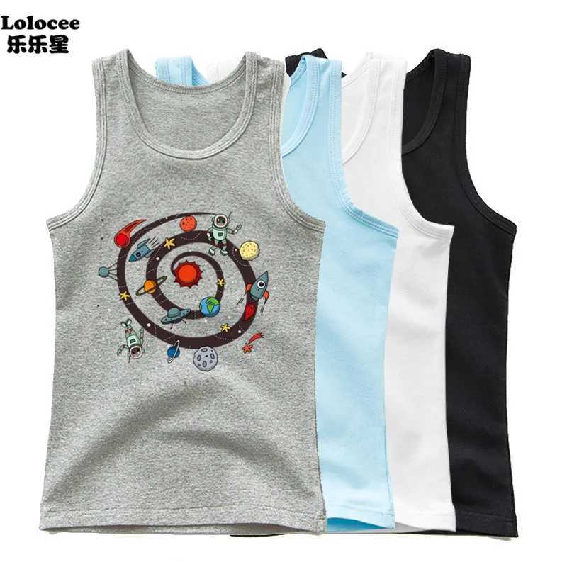 T-shirts Astronauts Cherish The Lunar Environment Funny Print Tank Top Boys Cotton Summer Sleeveless T-shirt Hip Hop SingletsL24729