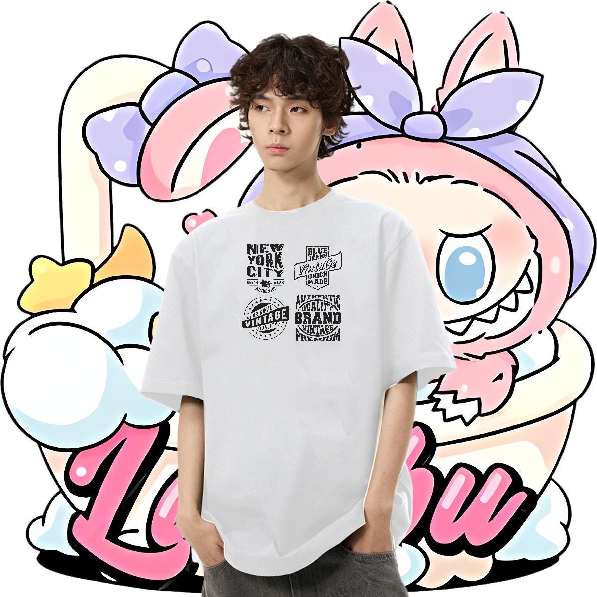 TOP Quality Mens Tshirts 230g Cotton Sport letter DIY Short Sleeve Soft Classic Casual Men T Shirts Tees