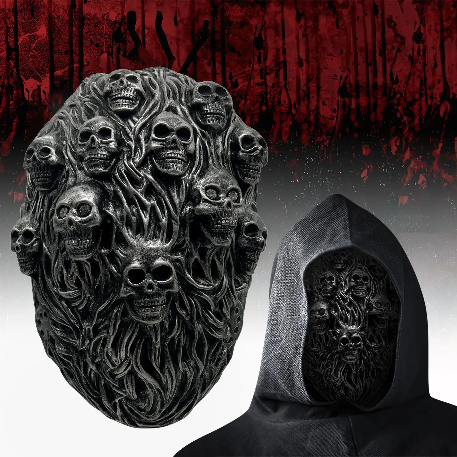 Steam Skull Halloween Mask Realistic Latex Full Face Creepy Skull Head Headgear Horror Mask Party Halloween Decoration 240729