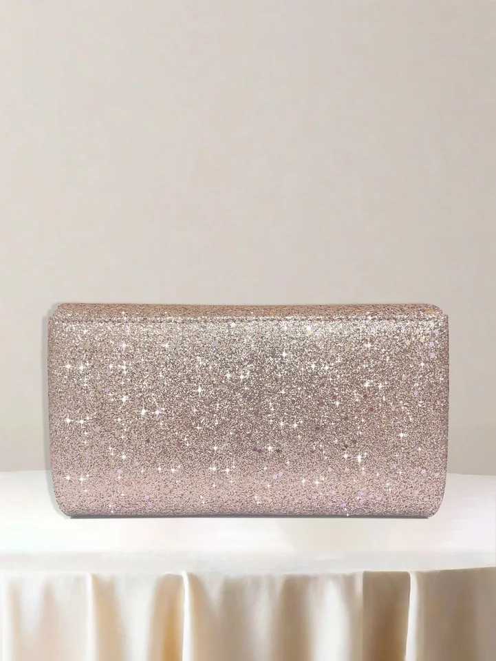 Elegant Glitter Envelop Flap Dinner Bag Womens Hand Magnetic Closed Dinner Party Bag Detachable Chain Strap Evening BagXJ240729