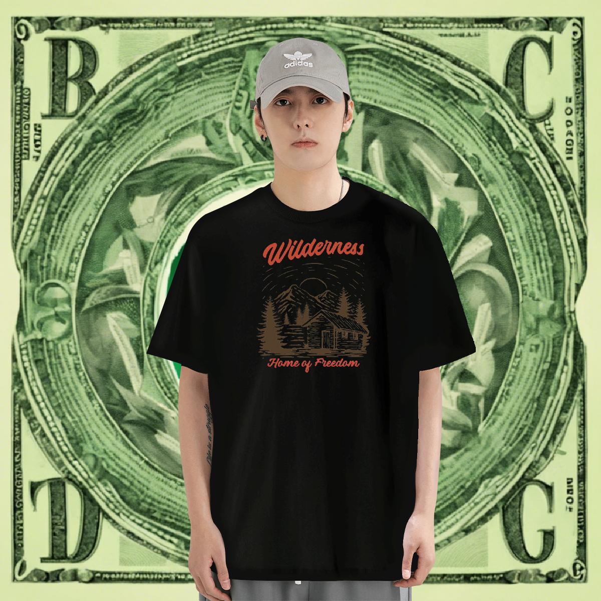 Popular Mens Tshirts 230g Cotton Beach mountains Custom Print Plus Size Breathable Short Sleeve 2024 T shirt Tops Tees