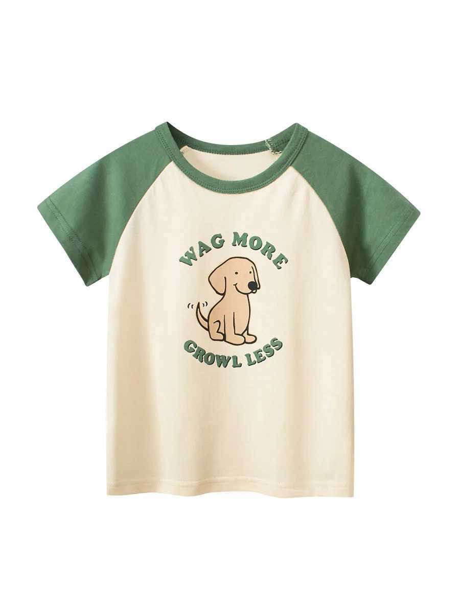 T-shirts 1-9T Toddler Kid Tshirt Baby Boy Girl Clothes Infant Cotton T Shirt Short Sleeve Basic Tee Top Dog Print OutfitL24729