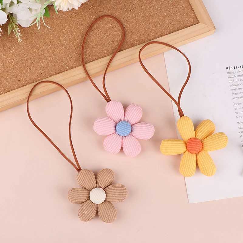 3D Color Six-petal Flower Name Sticker Pendant Fabric Flower Doll Anti-lost Lanyard Luggage Tag Charm Keychain Bag Decor ToysL240729