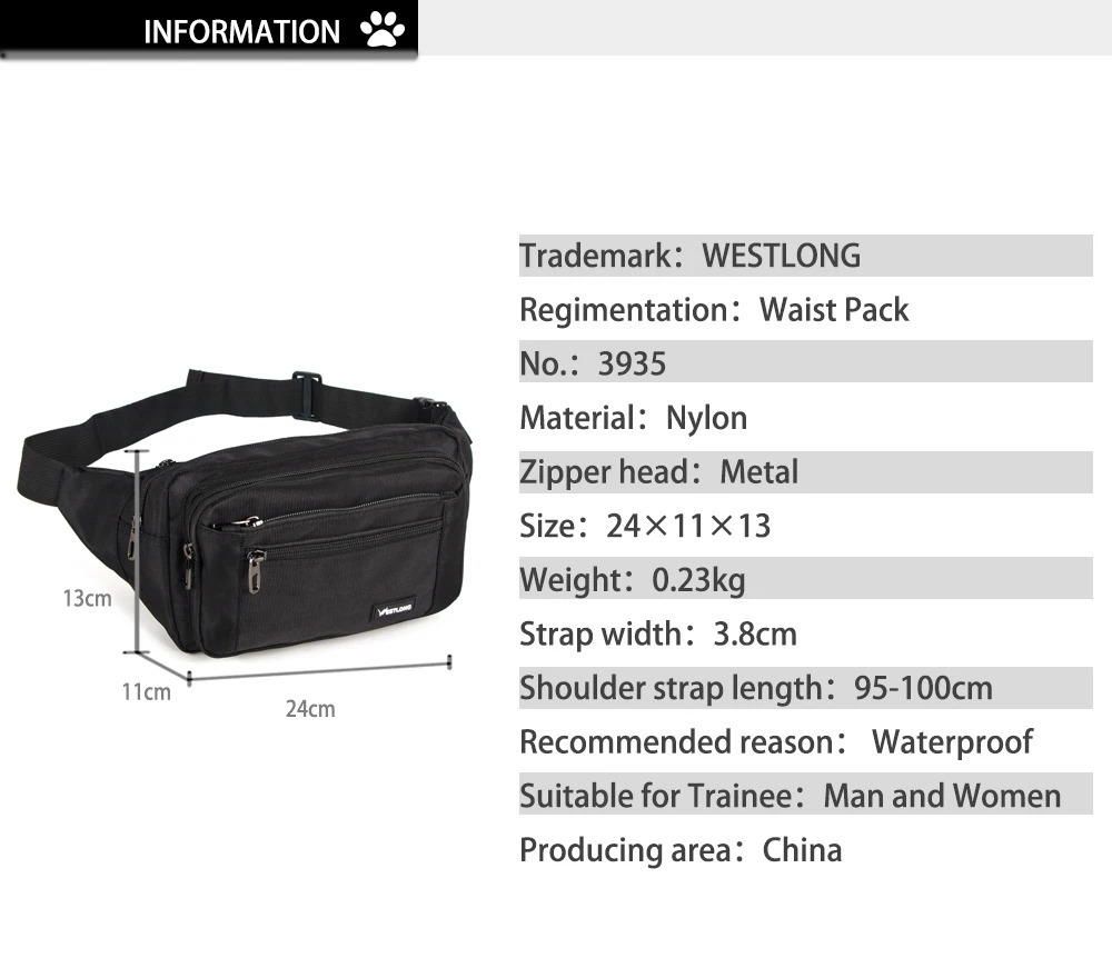 Fashion Waist Pack Casual Functional Men Waterproof Fanny Women Belt Bum Male Phone Wallet Pouch Bags Unisex 3935 240729