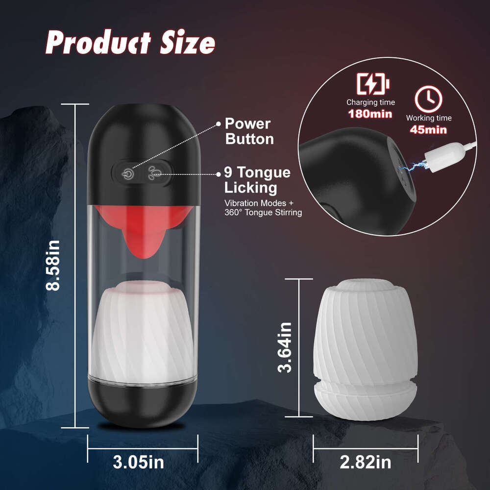 APP Control Automatic Male Masturbation Cup Licking Blowjob Masturbator with 9 Powerful Modes Pocket Pussy Sex Toys for Men