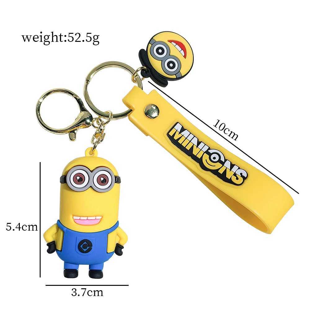 Kawaii Minions Keychain Cartoon Toys Model Silicone Pendant Keyring Cosplay Chinese Zodiac Car Backpack Key Holder AccessoriesL240729