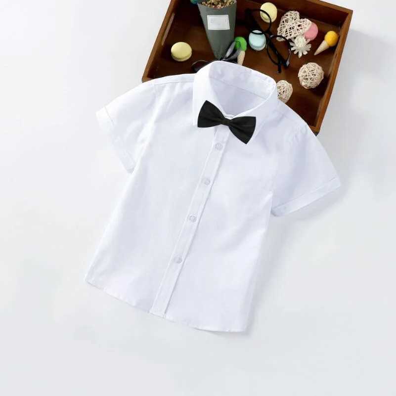 Summer uniforms for infants toddlers teenagers boys boys shirts white short sleeves collars childrens tops boys school uniformsW240729
