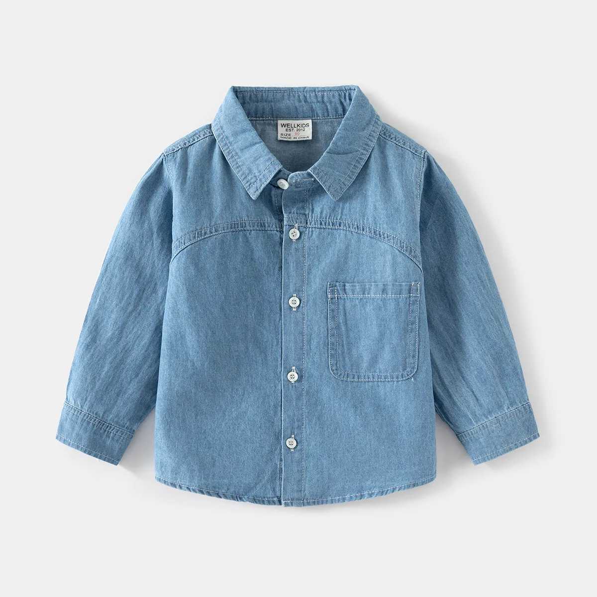 Fashionable boys denim shirts childrens tops jeans jackets childrens clothing long sleevesW240729