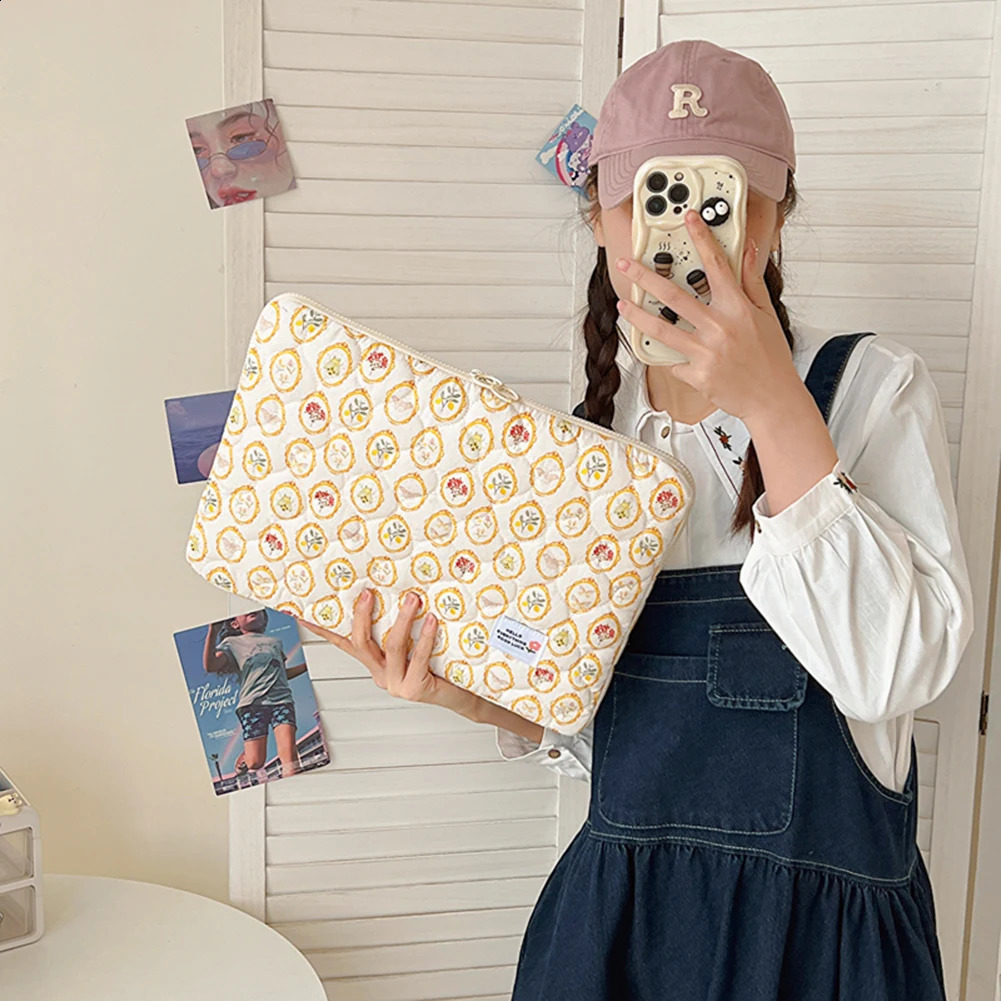 Flower Pattern Laptop Sleeve Case Bags Shockproof Computer Cover Bag Tablet Pouch for Macbook Air Pro 11 13 14 15 Inch Cover 240729