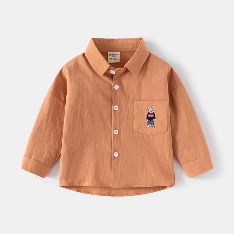 Cute bear boy shirt childrens top cotton childrens clothing long sleevesW240729