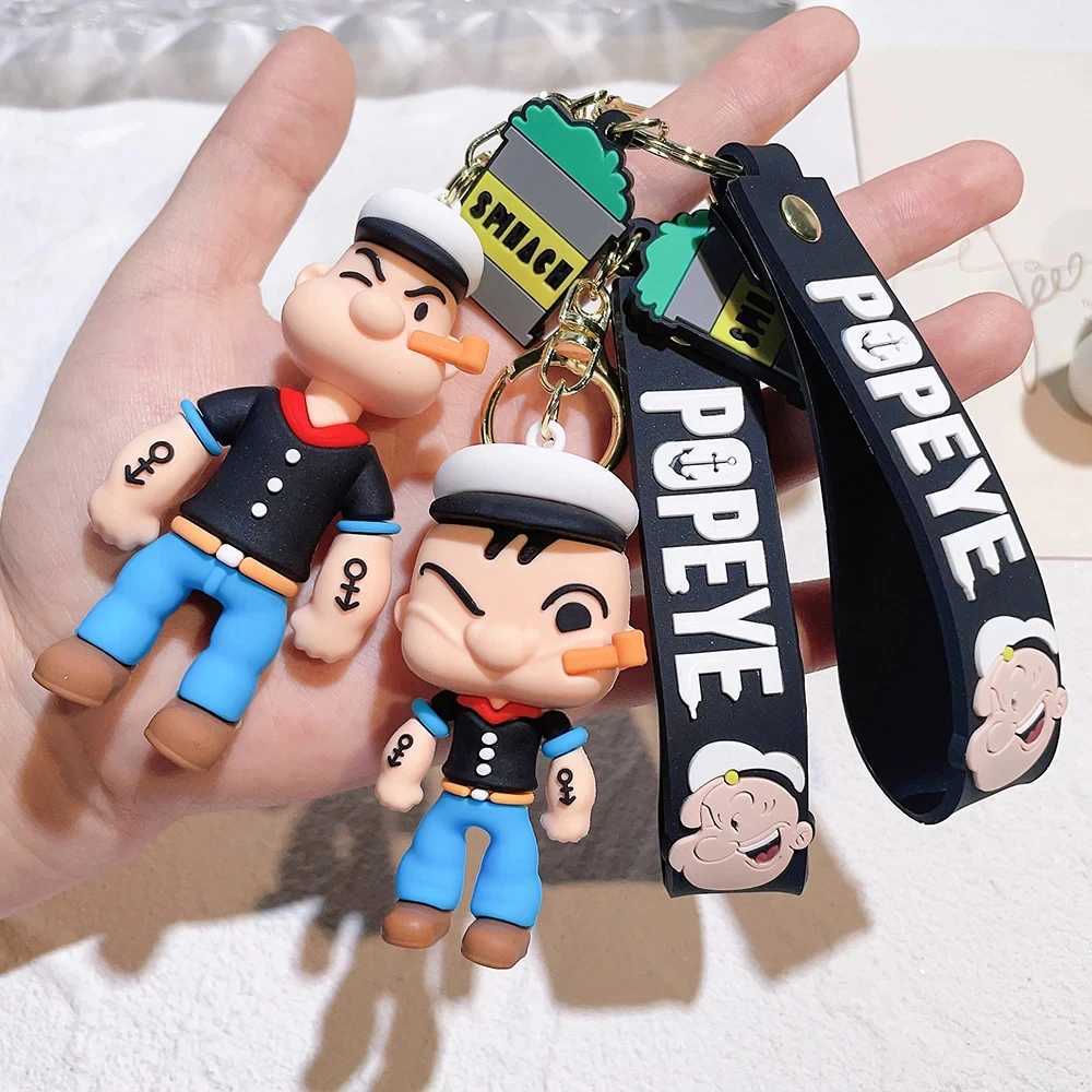 Creativity Popeye The Sailor Keychain Kawaii Doll Anime Figure Popeye Pendant Backpack Car Keyring Accessories Pvc Toys GiftL240729