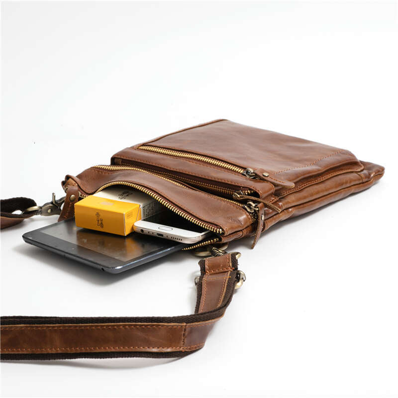 Ipad Case Big Crossbody for Men Genuine Hasp Men's Shoulder Bag Leather Fashion Messenger Bags Man