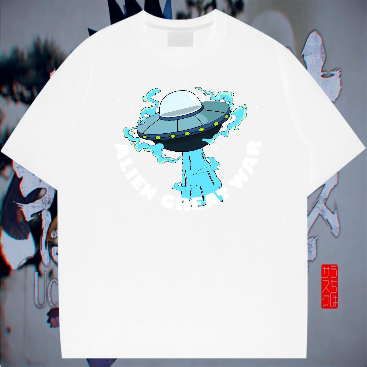 High Quality Tshirts 230g Pure Cotton High Street Hip Hop ET Customized Breathable Soft Fashion Casual T-Shirts for Men Clothes